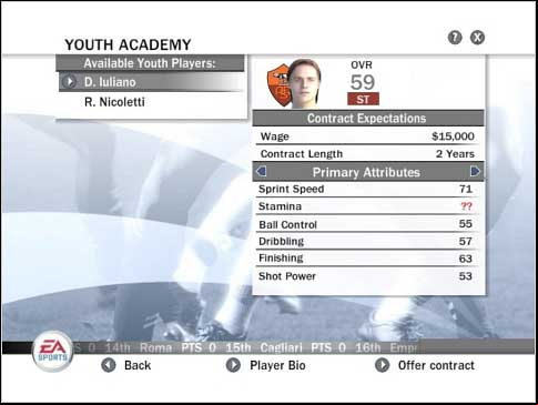 Some attributes are hidden - Office - Talents - Manager mode - FIFA 08 - Game Guide and Walkthrough