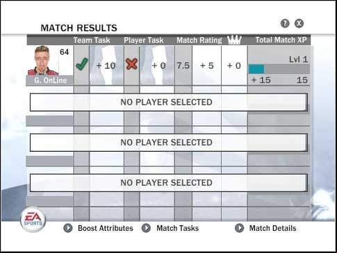 Green color means, that first team objective has been completed through your good performance - Dress-room - Be a Pro - FIFA 08 - Game Guide and Walkthrough