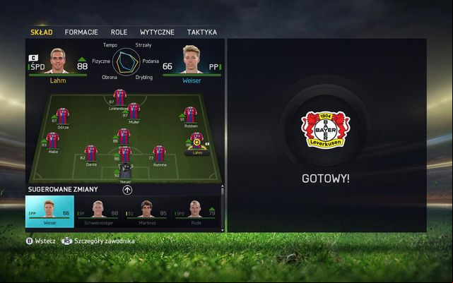 In Squad menu you can make many necessary changes in the starting eleven and the substitutes roster, as you see fit - Squad - Team management - FIFA 15 - Game Guide and Walkthrough