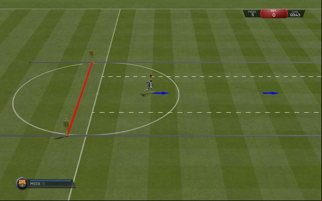 This time you need to run into a designated area and shoot at the goal while aiming at the target marked by an arrow and avoiding the dummies on the goal line - Beginner - Skill games and practice - FIFA 15 - Game Guide and Walkthrough