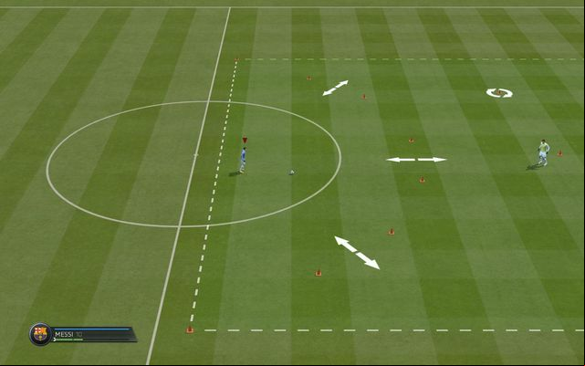 Your job is to run across a fragment of the field and past the moving dummies as quickly as possible - Dribbling - Skill games and practice - FIFA 15 - Game Guide and Walkthrough