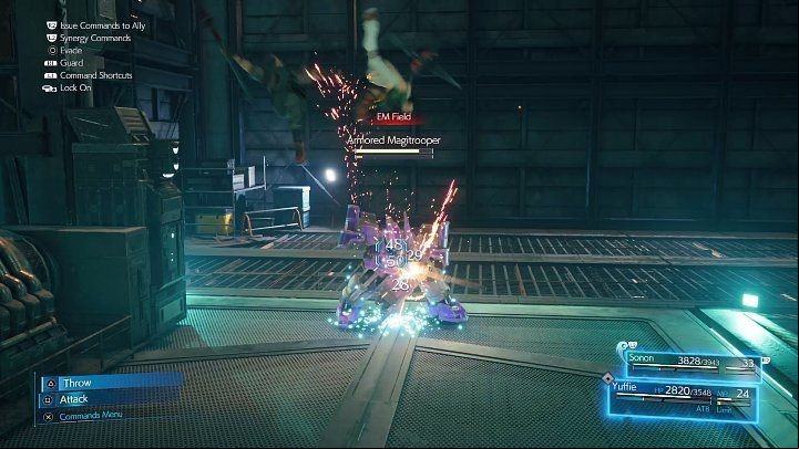 Further along the way, youll need to face another challenging and durable opponent - Armored Magitrooper, who is resistant to magic and uses powerful laser attacks - Final Fantasy VII Remake Intermission: Find That Materia - walkthrough - Chapter 2: Covert Ops - Final Fantasy 7 Remake Guide