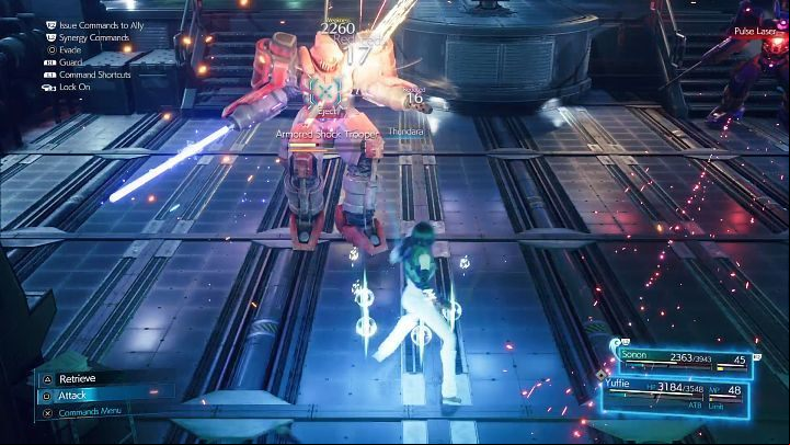 The narrow room is a background to a fight with Shinras two elite battle units - Final Fantasy VII Remake Intermission: Find That Materia - walkthrough - Chapter 2: Covert Ops - Final Fantasy 7 Remake Guide