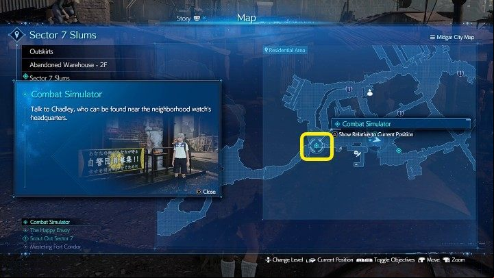Combat Simulator begins with a conversation with a boy named Chadley - Final Fantasy VII Remake Intermission: Combat Simulator - walkthrough - Side quests - Final Fantasy 7 Remake Guide