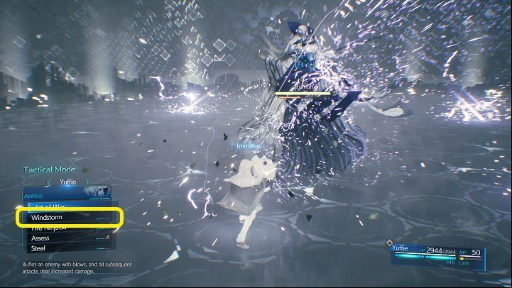 During the battle, make use of boss weaknesses and cast Windstorm as often as possible, especially after a successful block, when Ramuh is very close to Yuffie - Final Fantasy VII Remake Intermission: Combat Simulator - walkthrough - Side quests - Final Fantasy 7 Remake Guide