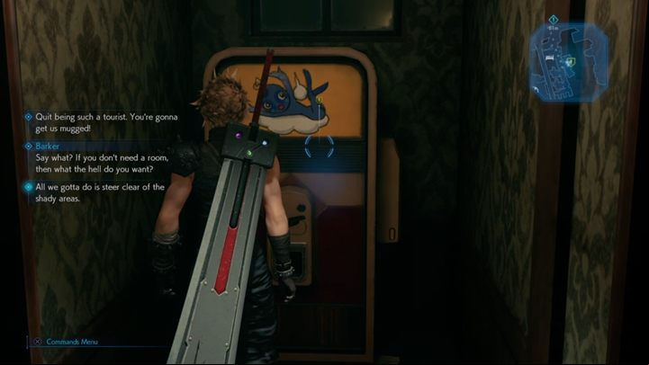 Meet the dealer, then follow Johnny to the bar and talk to the clothing store owner - Final Fantasy 7 Remake: The Party Never Stops quest, walkthrough - Chapter 9, The Town That Never Sleeps - Final Fantasy 7 Remake Guide