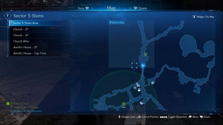This is the location of the second child - Final Fantasy 7 Remake: Kids on Patrol quest, walkthrough - Chapter 8, Budding Bodyguard - Final Fantasy 7 Remake Guide