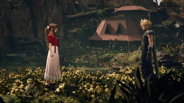 Follow Aerith and you will have a conversation with her - Final Fantasy 7 Remake: The Language of Flowers discovery, walkthrough - Discoveries - Final Fantasy 7 Remake Guide