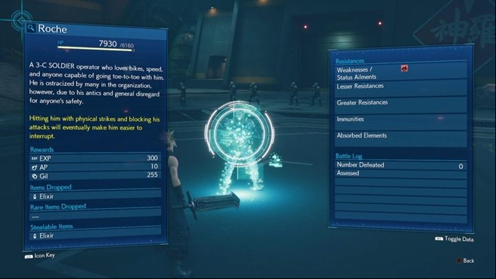 The enemy has 8,160 HP and is weak to fire - Final Fantasy 7 Remake: Roche boss fight - Bosses - Final Fantasy 7 Remake Guide