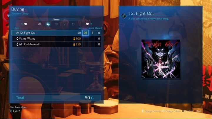 Comment: Buy at the Souvenir Shop in the Colosseum in Chapter 14, as part of the Power of Music side quest - Final Fantasy 7 Remake: Music Collection - CDs list, how to find all, tips - Secrets, collectibles, additional challenges - Final Fantasy 7 Remake Guide