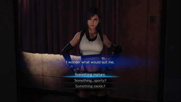 During Discovery Alone at Last you will visit Tifas room - Final Fantasy 7 Remake: Dresses - how to unlock? Tifa, Aerith, Cloud - FAQ - Final Fantasy 7 Remake Guide
