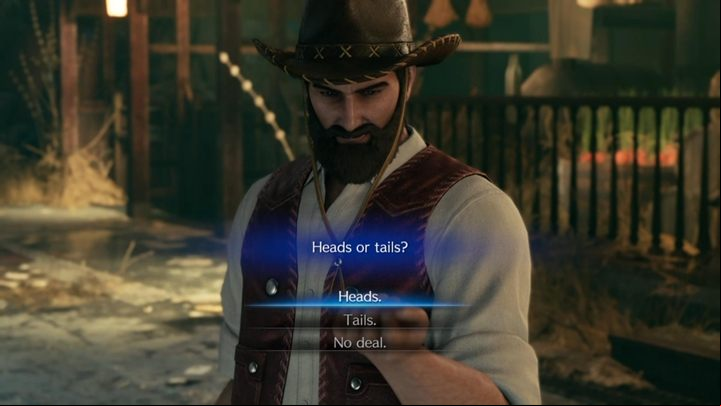 In this case the choice is illusory and irrelevant - Final Fantasy 7 Remake: Heads or Tails - which one to choose? - FAQ - Final Fantasy 7 Remake Guide