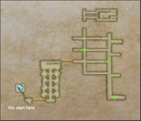 The green dots show the default position of guards on this floor - Royal Palace | Part I - Part I - Final Fantasy XII Game Guide