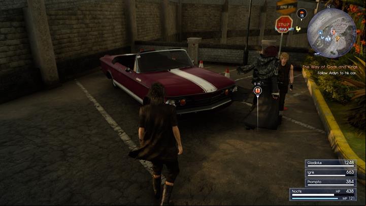 Follow Ardyn to his car. - Chapter 3 - The Open World | Main storyline - Main storyline - Final Fantasy XV Game Guide