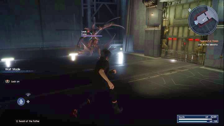 You cant defeat Foras - wait for the elevator and run away using it. - Chapter 13 - Redemption | Main storyline - Main storyline - Final Fantasy XV Game Guide