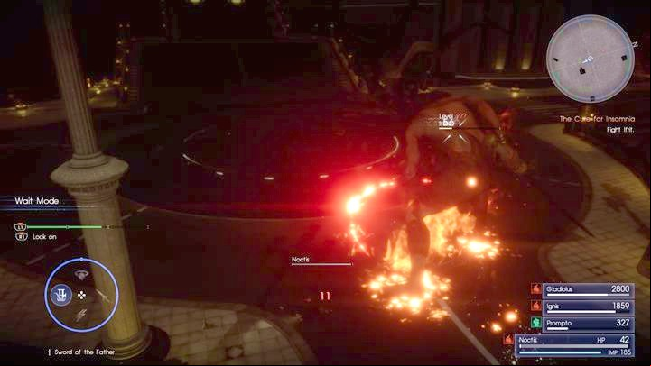 Try to attack the enemy when hes covered with flames. - Chapter 14 - Homecoming | Main storyline - Main storyline - Final Fantasy XV Game Guide