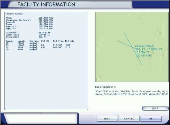 Map of Okecie airport. - Preparation - Exemplary flight: Boeing 737-800 - Flight Simulator X - Game Guide and Walkthrough