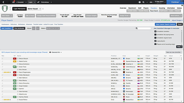 Theres a time for changes in every managers life - Player search - Transfers - Football Manager 2014 - Game Guide and Walkthrough