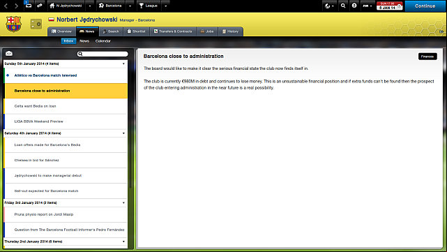Barcelona on the verge of bankruptcy. - Challenges - Football Manager 2014 - Game Guide and Walkthrough