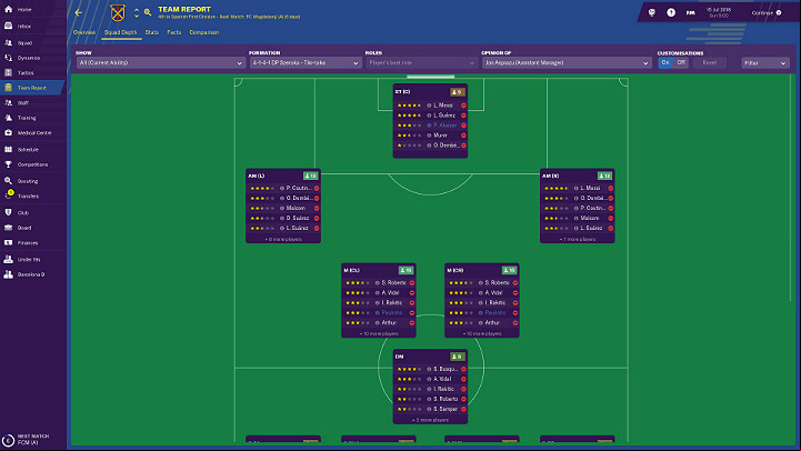 In this tab you can see how many players in the club can play on a specific position - First steps in career of Football Manager 2019 - Good start - Football Manager 2019 Guide and Tips