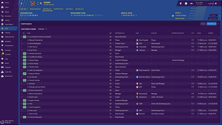 Allowing your assistant to take over the hiring process of a new staff will deprive you of the opportunity to choose the people who really meet your expectations - Club management in Football Manager 2018 - Club management - Football Manager 2019 Guide and Tips