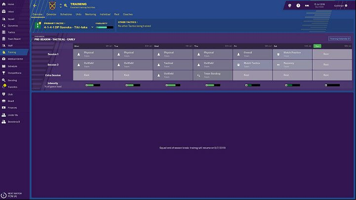 Another very important thing when planning training is intensity - Training in Football Manager 2018 - Club management - Football Manager 2019 Guide and Tips