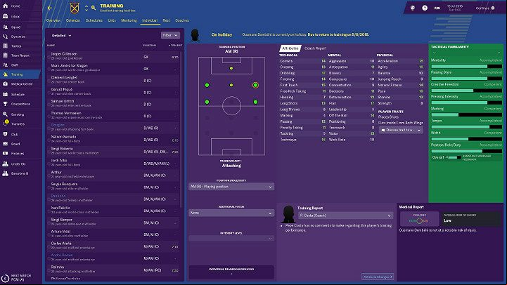 Individual training allows for the development of specific traits in selected players, which will prepare them better to perform a specific role on the field - Training in Football Manager 2018 - Club management - Football Manager 2019 Guide and Tips