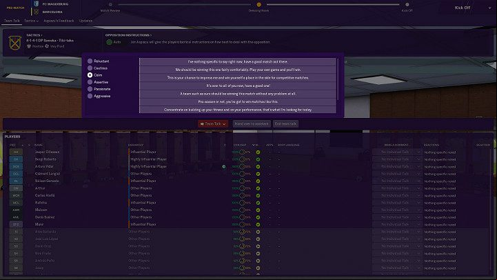 Before the players are out on the field, you have a last chance to motivate them to play better - Match in Football Manager 2019 - Match - Football Manager 2019 Guide and Tips