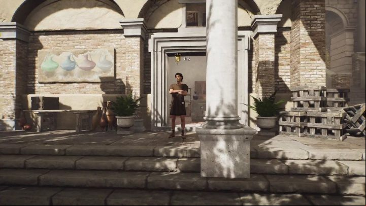There is an option in the interface settings that enables objective markers and a crosshair - The Forgotten City: Beginners guide - Basics - The Forgotten City game guide