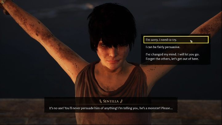 After choosing the latter option, Sentilla will not be satisfied - The Forgotten City: Finding Sentilla - walkthrough - Part 3 - The Forgotten City Guide