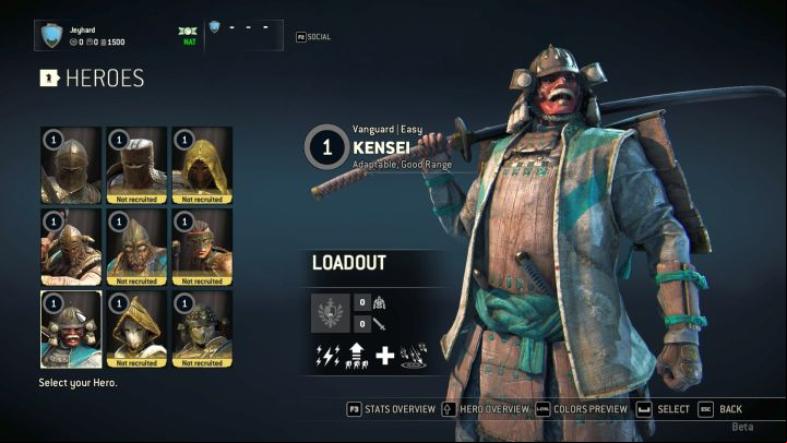 Kensei on the hero selection screen. - How to play Kensei? - Samurais - For Honor Game Guide