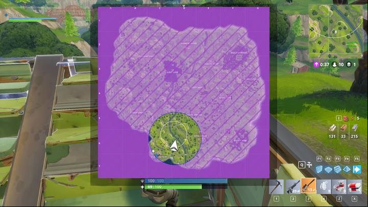 Storm circles narrow odown area for exploration. - Middle stage of the match in Fortnite: Battle Royale - The match - Fortnite: Battle Royale Game Guide