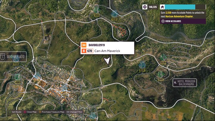 The barn find is visible on the map (the player's cursor) - Forza Horizon 5: All Barn Finds - list - Guide - Forza Horizon 5 Guide