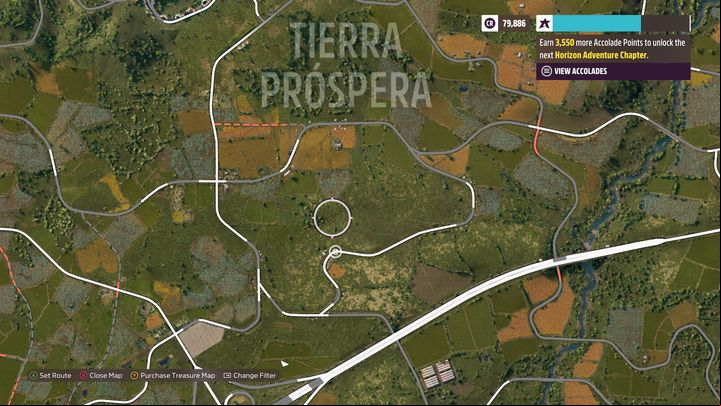 The barn find is in the circle marked on the map, south of Tierra Prospera - Forza Horizon 5: All Barn Finds - list - Guide - Forza Horizon 5 Guide