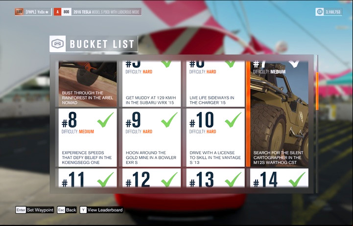 Bucket list - you can view available challenges in the festival menu - Race Types - Gameplay basics - Forza Horizon 3 Game Guide