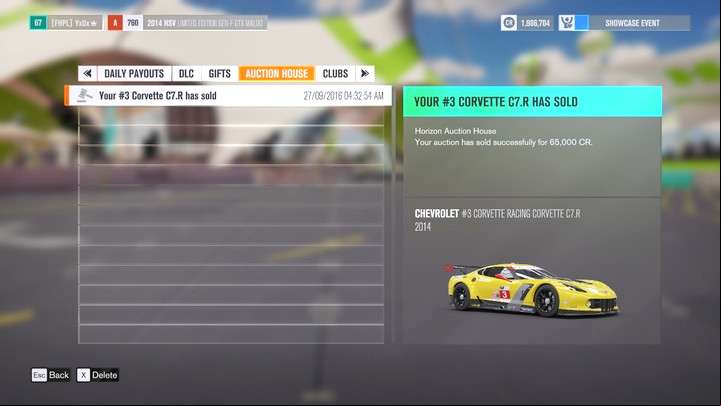 The information about the transaction will show up in your auction notifications. - Buying Cars - Gameplay basics - Forza Horizon 3 Game Guide