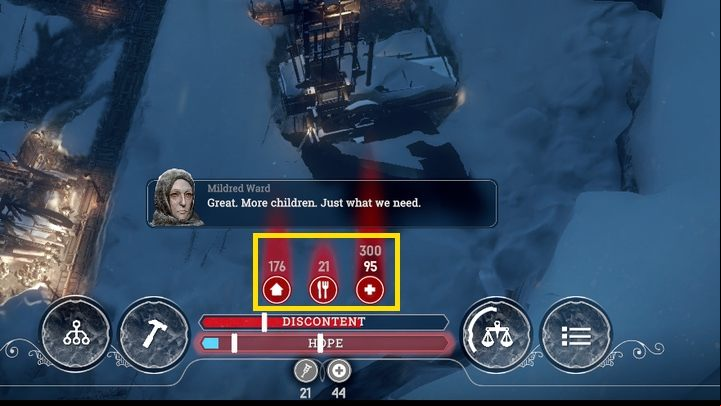 Huge number of citizens means huge problems. - The Refugees Scenario Walkthrough and Map - Scenarios - Frostpunk Game Guide