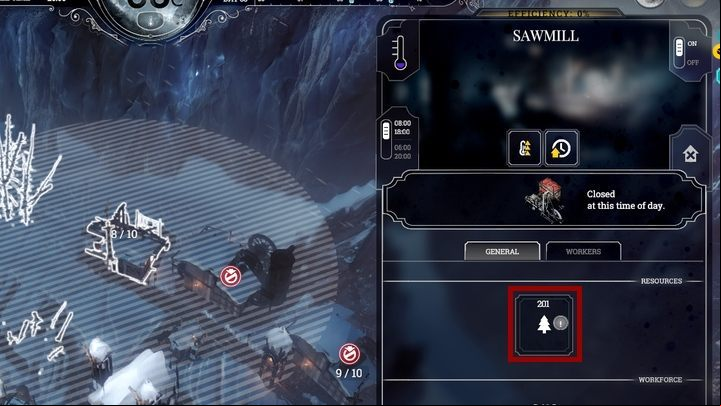 Sawmill provides limited volumes of wood. - Technologies | Basics - Basic tips - Frostpunk Game Guide