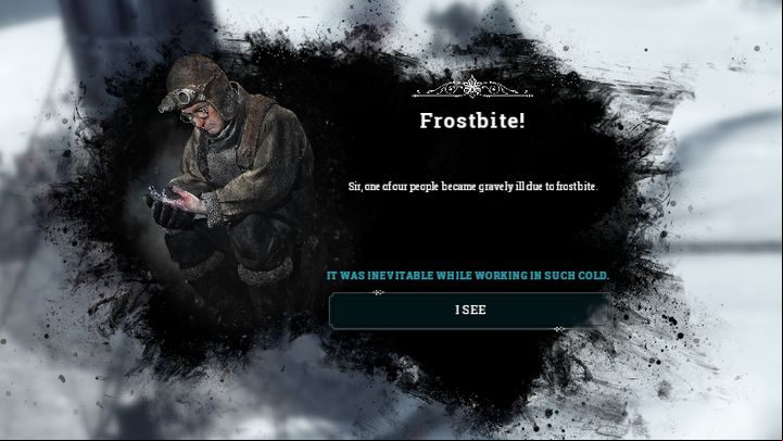 A low temperature can also cause permanent health issues. - Why are my inhabitants dying? | FAQ - FAQ - Frostpunk Game Guide