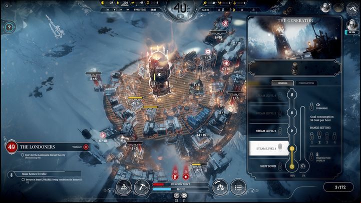 The heating area (orange) is the best place to build houses. - How to start in Frostpunk? - Basic tips - Frostpunk Game Guide