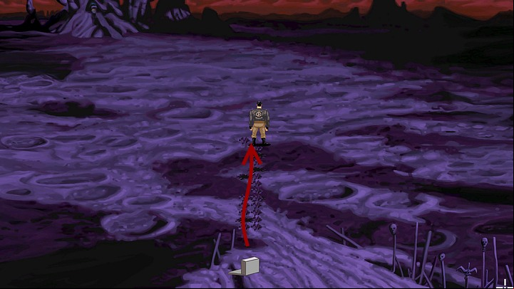 When the first toy explodes, follow its footsteps as far as possible, and release another bunny onto the minefield - Get to the hideout of the Vultures | Chapter Three Walkthrough - Chapter Three | Full Throttle Remastered Walkthrough - Full Throttle Remastered Game Guide