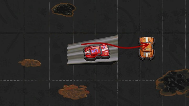 First, head to the left and drive onto the ramp located on this side of the stadium (approximately in the middle) - Die in the car derby | Chapter Three Walkthrough - Chapter Three | Full Throttle Remastered Walkthrough - Full Throttle Remastered Game Guide