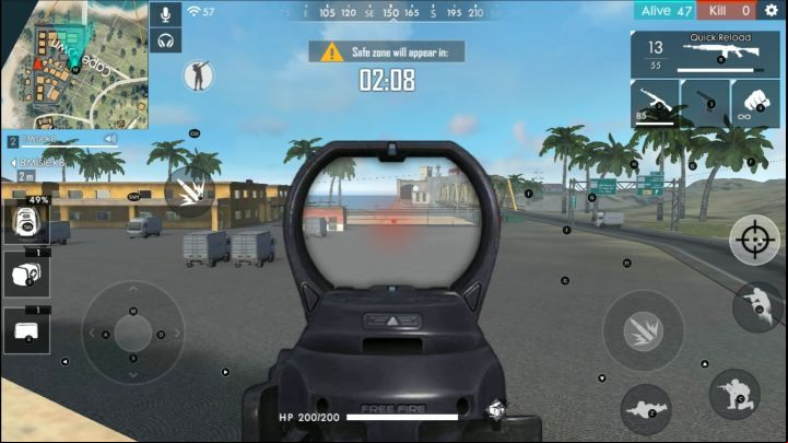 The position of an enemy who currently fires his or her gun will be marked by a red triangle on your mini-map. - How to protect yourself from death in Garena Free Fire? - FAQ - Garena Free Fire Guide