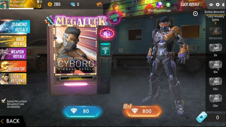 One of the components of Luck Royale, is the Diamond Royale. - Luck Royale | Garena Free Fire - Basics - Garena Free Fire Guide