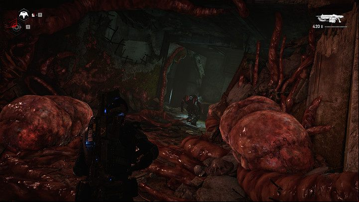 While you are going through the destroyed building, you will come across sleeping opponents - Act 4 Chapter 1 - Homefront | Gears 5 Walkthrough - Act IV - Gears 5 Guide