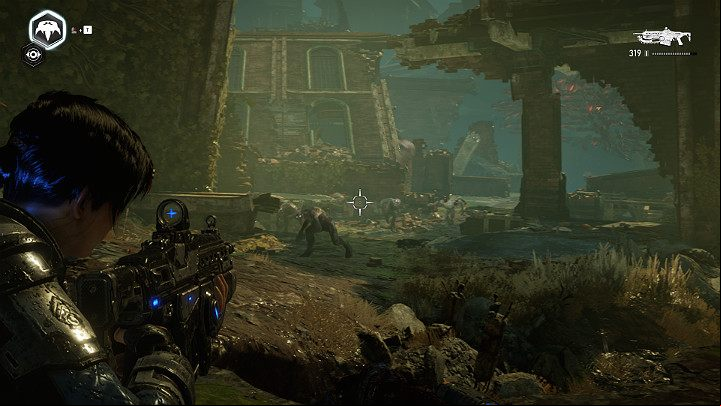As soon as you leave the building, you will be attacked by other enemy troops - Act 4 Chapter 2 - The Fall | Gears 5 Walkthrough - Act IV - Gears 5 Guide