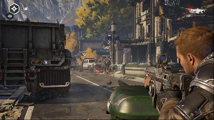 After eliminating less challenging enemies, you will have to face a stronger opponent - Act 1 Chapter 3 - This is War | Gears 5 Walkthrough - Act I - Gears 5 Guide
