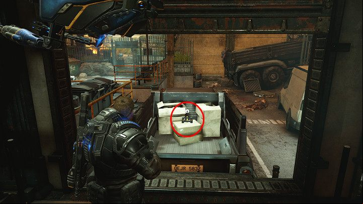Open the loading gate and collect another component that was hidden on top of the truck - Act 1 Chapter 4 - The Tides Turn | Gears 5 Walkthrough - Act I - Gears 5 Guide