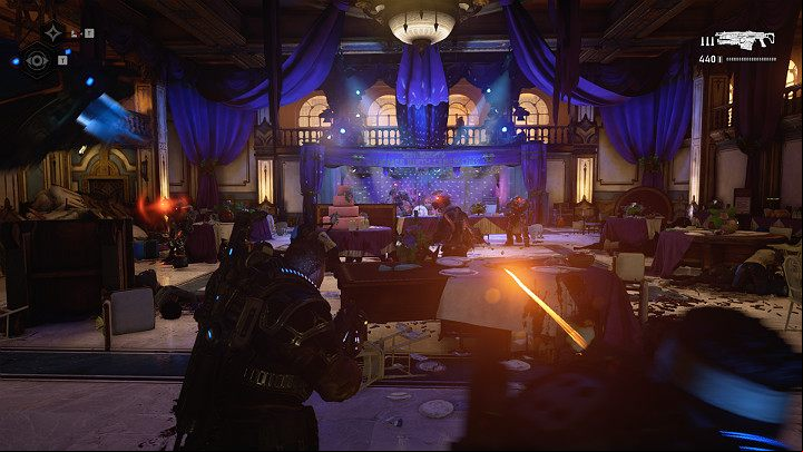 The suicide robots will attack you in the dance hall - Act 1 Chapter 4 - The Tides Turn | Gears 5 Walkthrough - Act I - Gears 5 Guide
