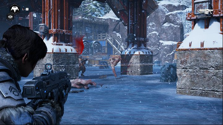 On the ice, you will face a few fortified enemies - Act 2 Chapter 4 - The Source of It All | Gears 5 Walkthrough - Act II - Gears 5 Guide
